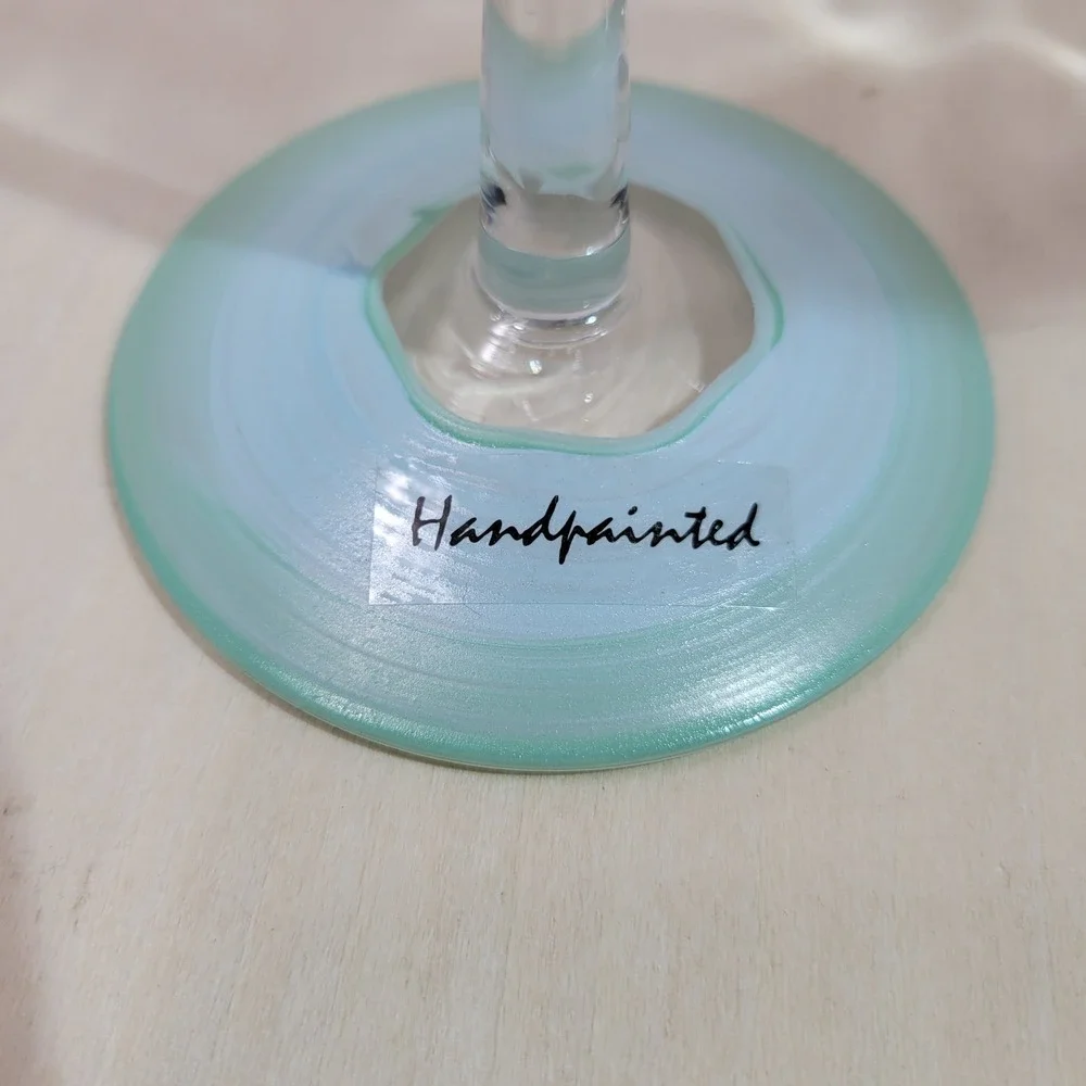 Handpainted Wine Glasses Set of 2‎ Butterflies Roses Floral Design Unique Gift